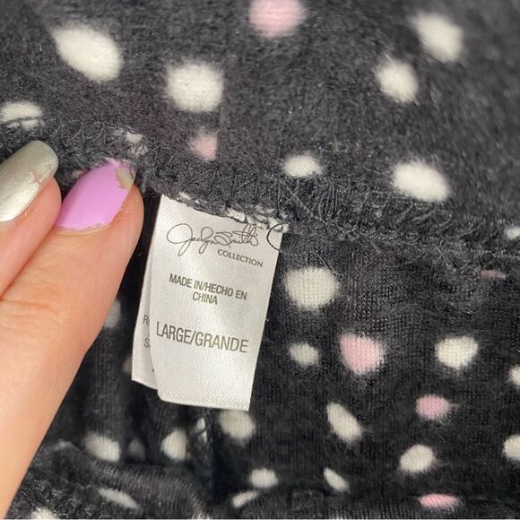 Jessica Simpson Women’s Polka Dot Fleece Pull On Pajama Pants size L - Picture 2 of 3